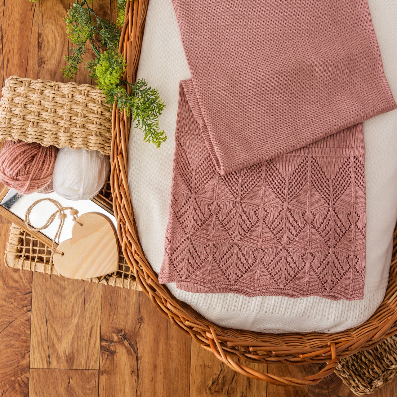  Manta de linha Renda Rosê